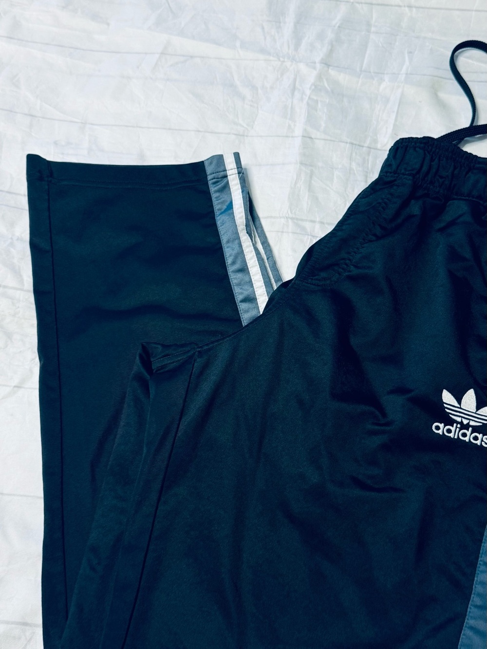 adidas Kids Black Joggers with Gray Side Stripes
